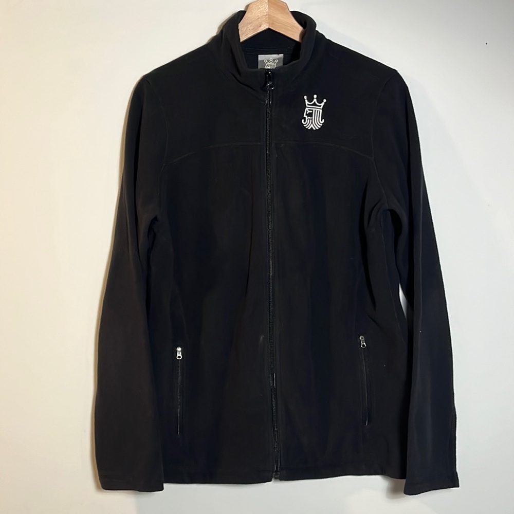 Women’s Black Full Zip Fleece Polo Long Sleeve Jacket Top